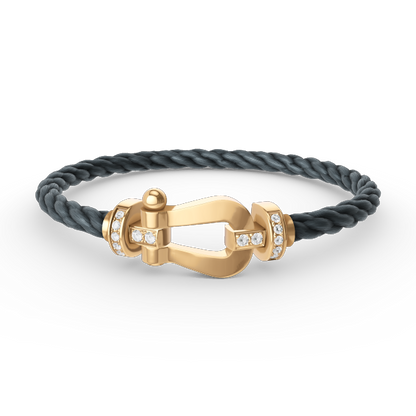 [LunaMar]FORCE LARGE HORSESHOE HALF DIAMOND BRACELET - GOLD