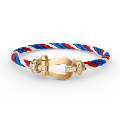 [LunaMar]FORCE LARGE HORSESHOE HALF DIAMOND BRACELET - GOLD
