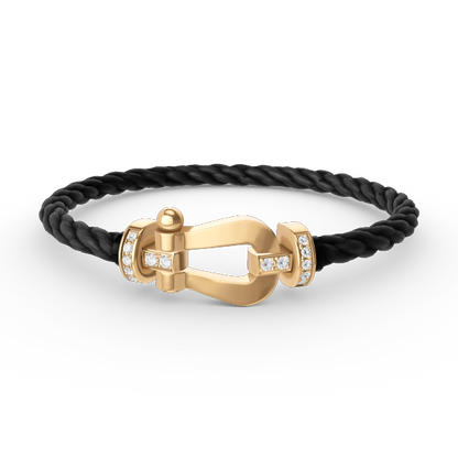 [LunaMar]FORCE LARGE HORSESHOE HALF DIAMOND BRACELET - GOLD