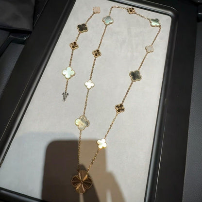 [LunaMar]DETACHABLE 15-MOTIF CLOVER STATEMENT SET - GREY MOTHER-OF-PEARL & LASER