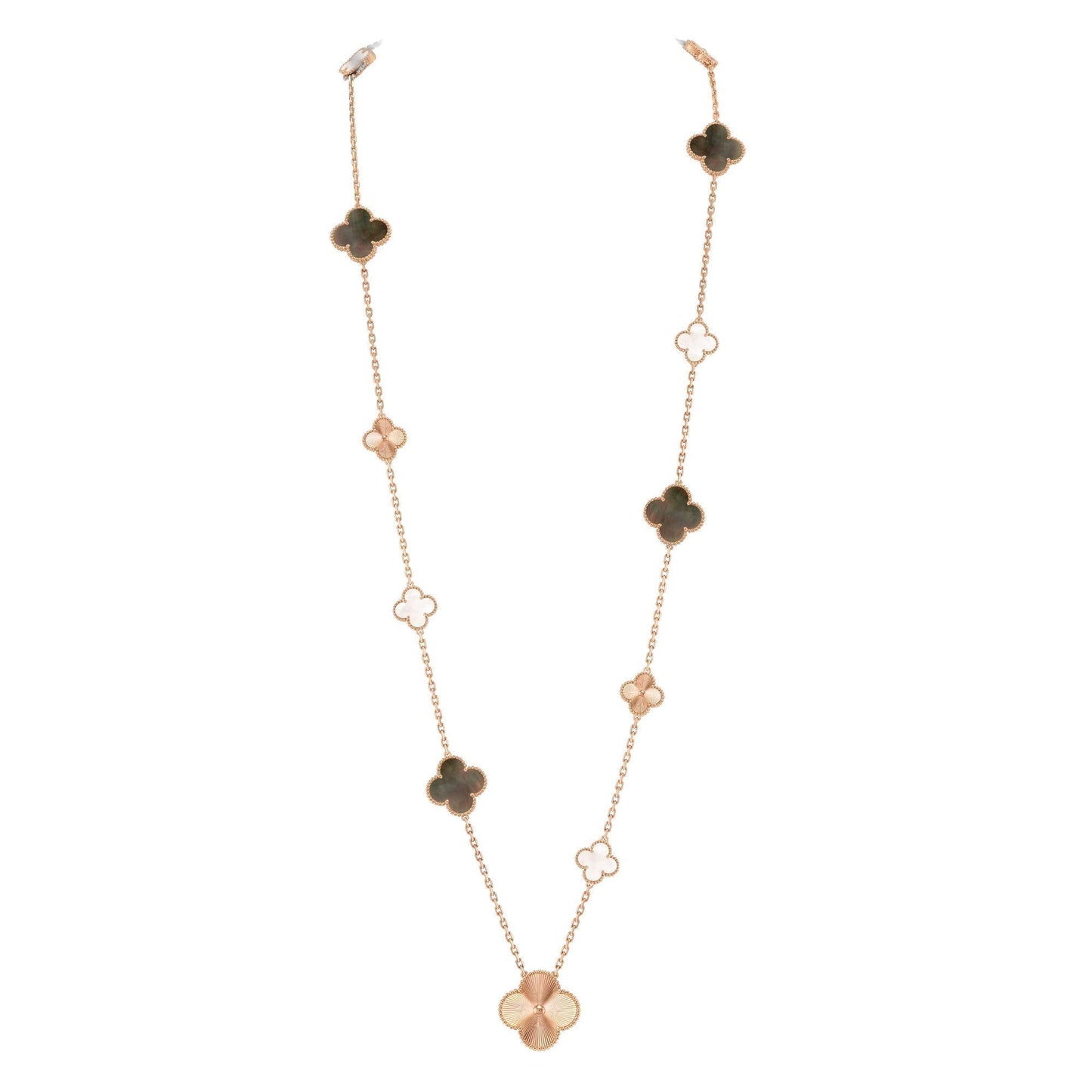[LunaMar]DETACHABLE 15-MOTIF CLOVER STATEMENT SET - GREY MOTHER-OF-PEARL & LASER