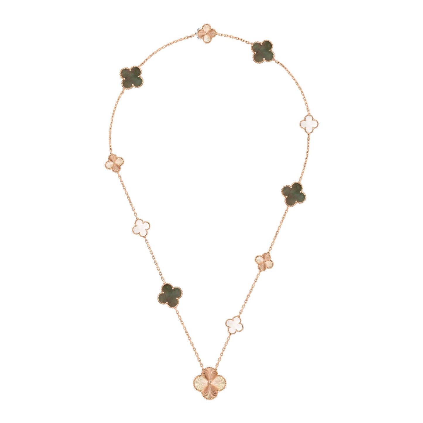 [LunaMar]DETACHABLE 15-MOTIF CLOVER STATEMENT SET - GREY MOTHER-OF-PEARL & LASER