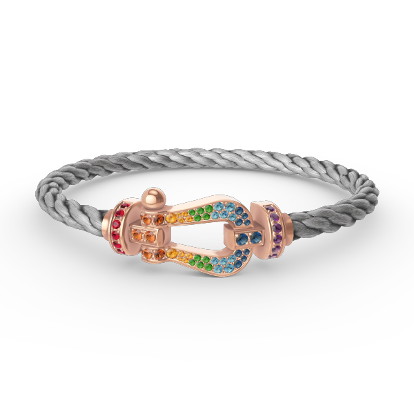 [LunaMar]FORCE LARGE HORSESHOE COLORED DIAMOND BRACELET - ROSE GOLD