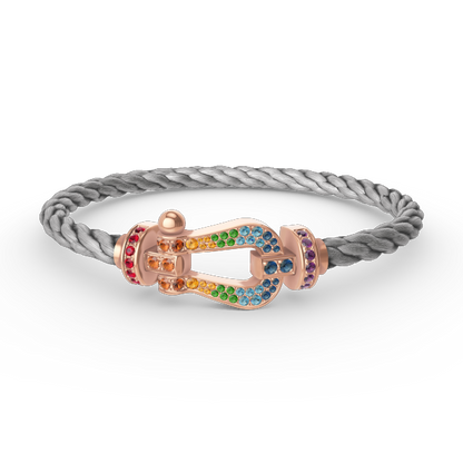 [LunaMar]FORCE LARGE HORSESHOE COLORED DIAMOND BRACELET - ROSE GOLD