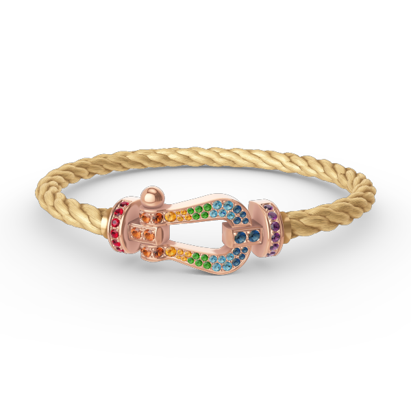 [LunaMar]FORCE LARGE HORSESHOE COLORED DIAMOND BRACELET - ROSE GOLD