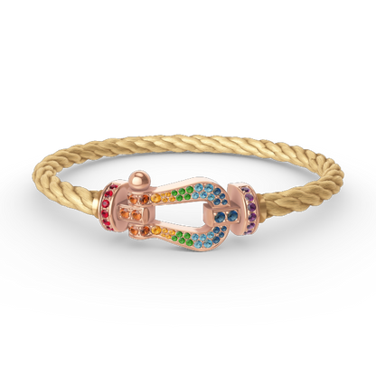 [LunaMar]FORCE LARGE HORSESHOE COLORED DIAMOND BRACELET - ROSE GOLD
