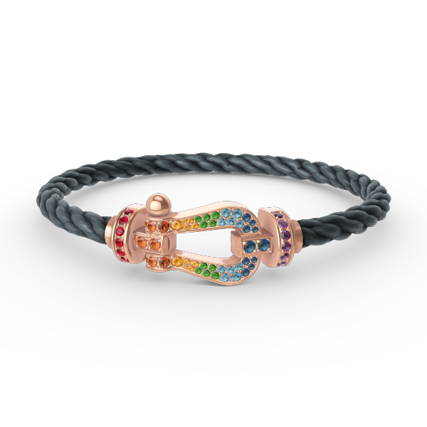 [LunaMar]FORCE LARGE HORSESHOE COLORED DIAMOND BRACELET - ROSE GOLD