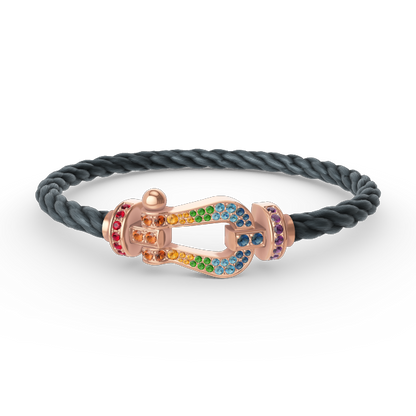 [LunaMar]FORCE LARGE HORSESHOE COLORED DIAMOND BRACELET - ROSE GOLD
