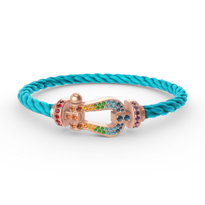 [LunaMar]FORCE LARGE HORSESHOE COLORED DIAMOND BRACELET - ROSE GOLD