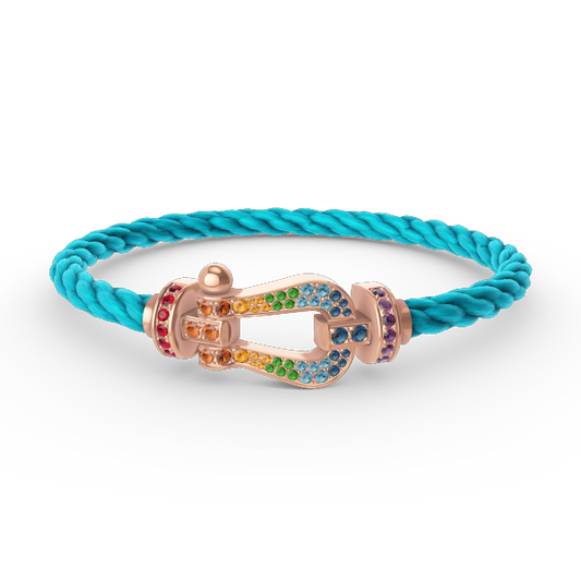 [LunaMar]FORCE LARGE HORSESHOE COLORED DIAMOND BRACELET - ROSE GOLD