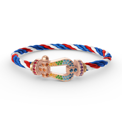 [LunaMar]FORCE LARGE HORSESHOE COLORED DIAMOND BRACELET - ROSE GOLD