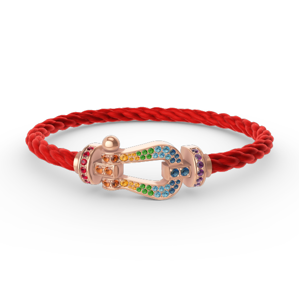 [LunaMar]FORCE LARGE HORSESHOE COLORED DIAMOND BRACELET - ROSE GOLD