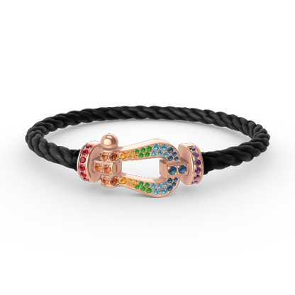 [LunaMar]FORCE LARGE HORSESHOE COLORED DIAMOND BRACELET - ROSE GOLD