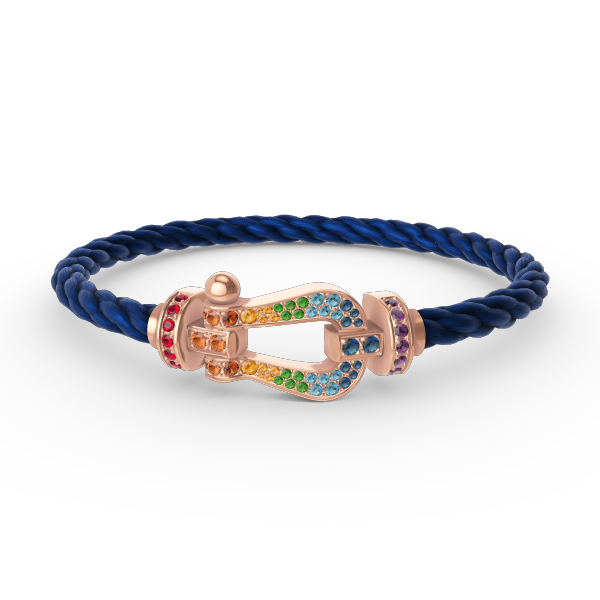 [LunaMar]FORCE LARGE HORSESHOE COLORED DIAMOND BRACELET - ROSE GOLD