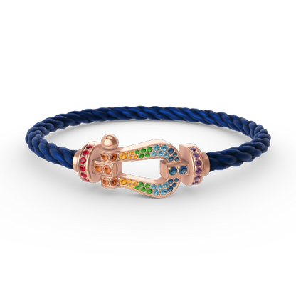 [LunaMar]FORCE LARGE HORSESHOE COLORED DIAMOND BRACELET - ROSE GOLD