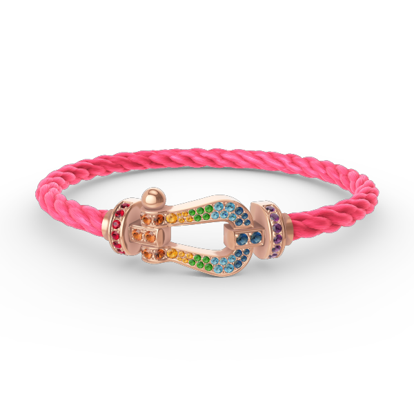 [LunaMar]FORCE LARGE HORSESHOE COLORED DIAMOND BRACELET - ROSE GOLD