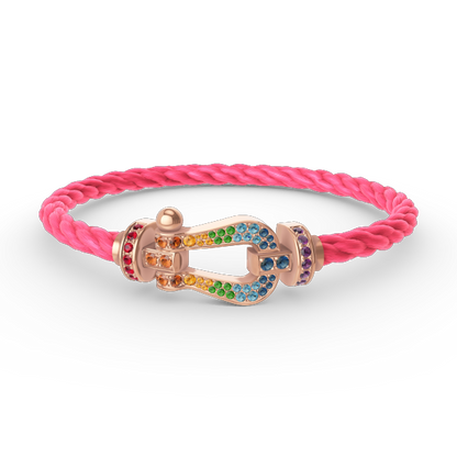 [LunaMar]FORCE LARGE HORSESHOE COLORED DIAMOND BRACELET - ROSE GOLD
