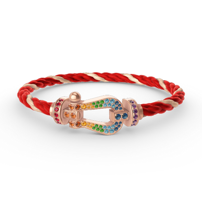 [LunaMar]FORCE LARGE HORSESHOE COLORED DIAMOND BRACELET - ROSE GOLD