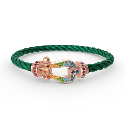[LunaMar]FORCE LARGE HORSESHOE COLORED DIAMOND BRACELET - ROSE GOLD