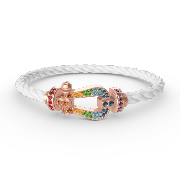 [LunaMar]FORCE LARGE HORSESHOE COLORED DIAMOND BRACELET - ROSE GOLD