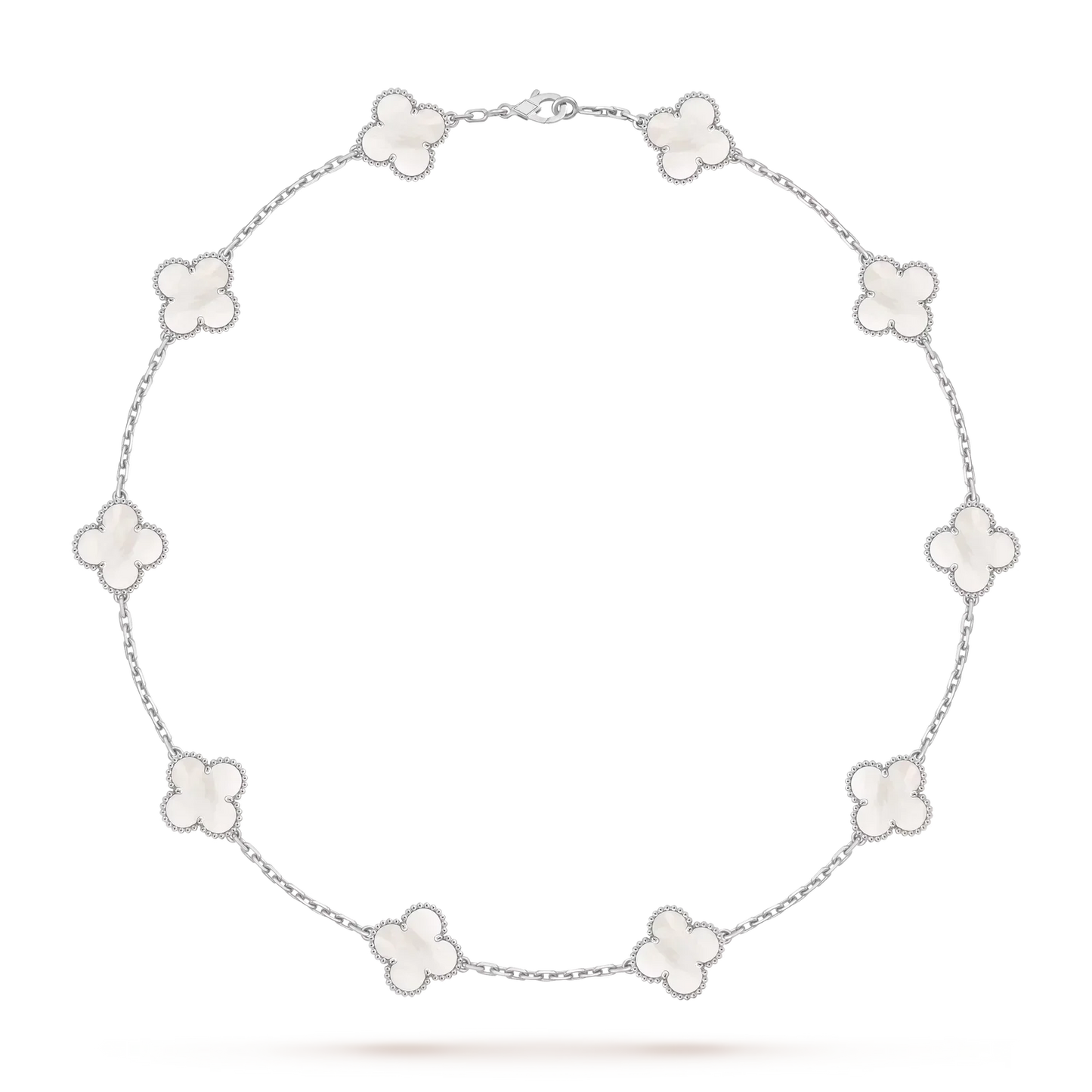 [LunaMar]CLASSIC LUCKY 10-MOTIF CLOVER NECKLACE WHITE GOLD COLLECTION