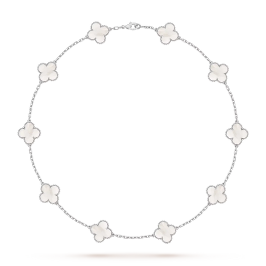 [LunaMar]CLASSIC LUCKY 10-MOTIF CLOVER NECKLACE WHITE GOLD COLLECTION