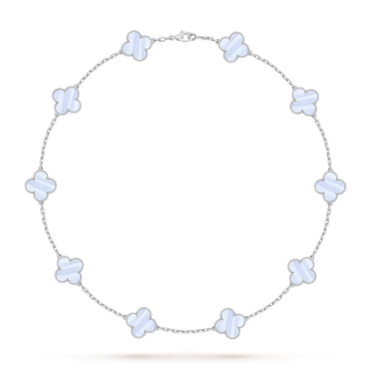 [LunaMar]CLASSIC LUCKY 10-MOTIF CLOVER NECKLACE WHITE GOLD COLLECTION