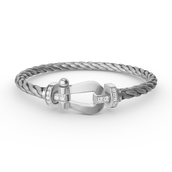 [LunaMar]FORCE LARGE HORSESHOE HALF DIAMOND BRACELET - WHITE GOLD