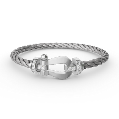 [LunaMar]FORCE LARGE HORSESHOE HALF DIAMOND BRACELET - WHITE GOLD