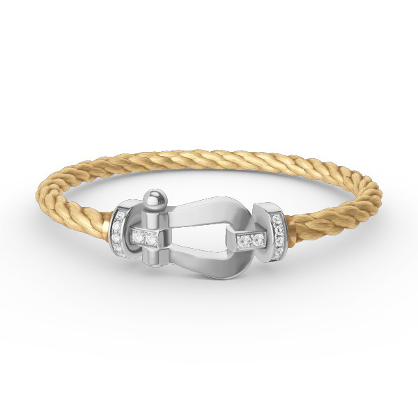 [LunaMar]FORCE LARGE HORSESHOE HALF DIAMOND BRACELET - WHITE GOLD