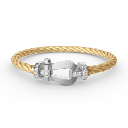[LunaMar]FORCE LARGE HORSESHOE HALF DIAMOND BRACELET - WHITE GOLD