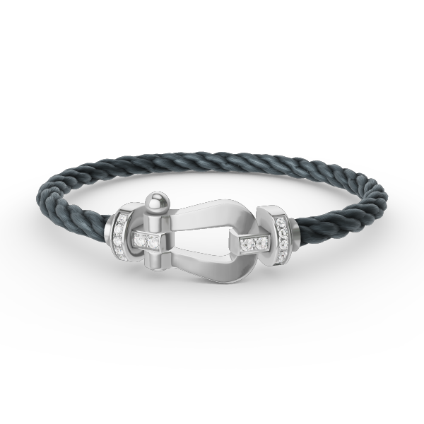 [LunaMar]FORCE LARGE HORSESHOE HALF DIAMOND BRACELET - WHITE GOLD