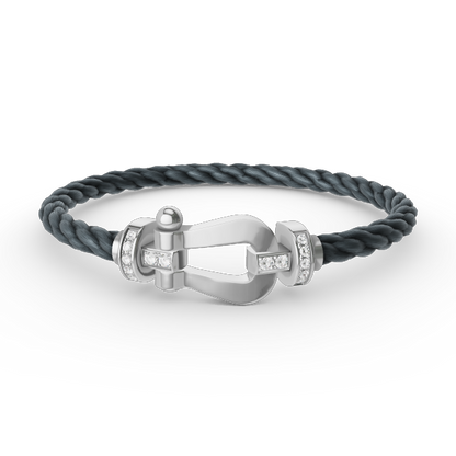 [LunaMar]FORCE LARGE HORSESHOE HALF DIAMOND BRACELET - WHITE GOLD