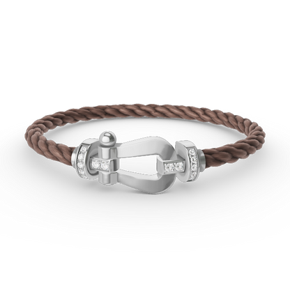 [LunaMar]FORCE LARGE HORSESHOE HALF DIAMOND BRACELET - WHITE GOLD