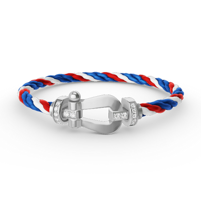 [LunaMar]FORCE LARGE HORSESHOE HALF DIAMOND BRACELET - WHITE GOLD