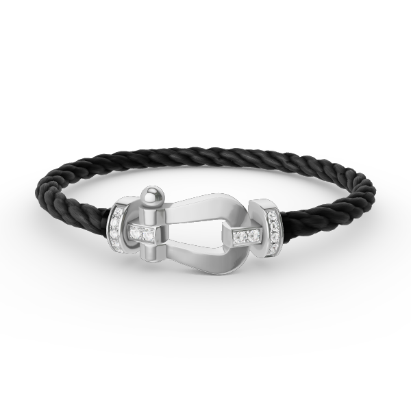 [LunaMar]FORCE LARGE HORSESHOE HALF DIAMOND BRACELET - WHITE GOLD