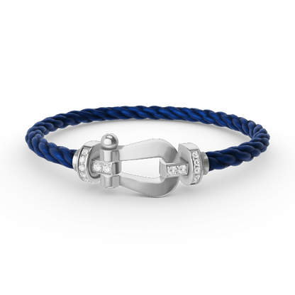 [LunaMar]FORCE LARGE HORSESHOE HALF DIAMOND BRACELET - WHITE GOLD
