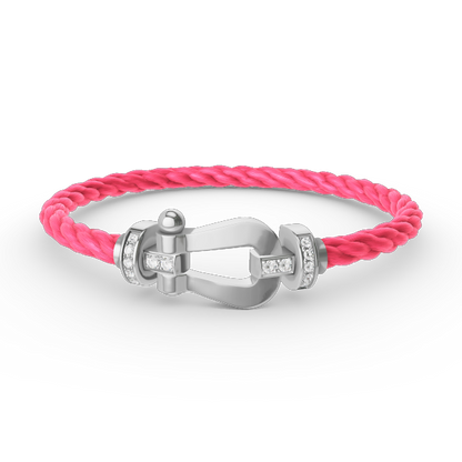[LunaMar]FORCE LARGE HORSESHOE HALF DIAMOND BRACELET - WHITE GOLD