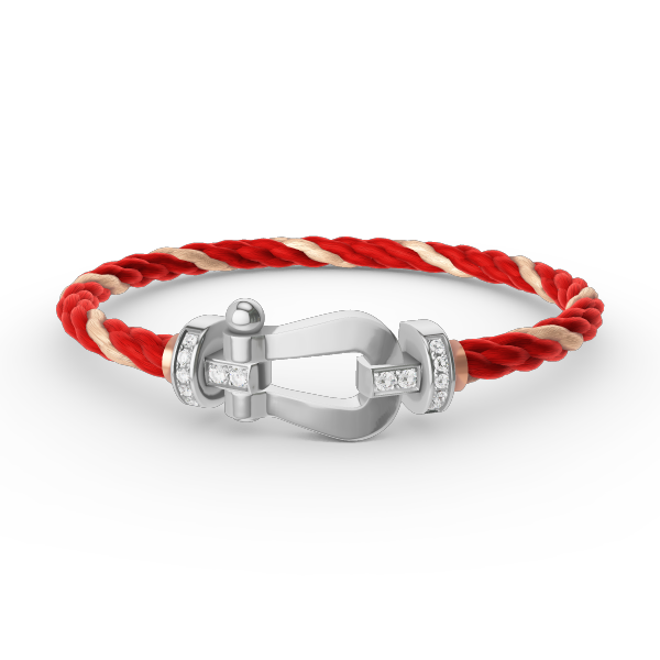 [LunaMar]FORCE LARGE HORSESHOE HALF DIAMOND BRACELET - WHITE GOLD
