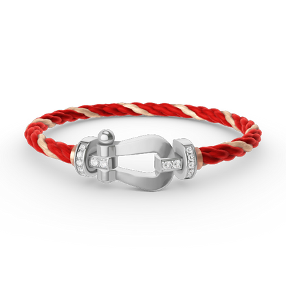 [LunaMar]FORCE LARGE HORSESHOE HALF DIAMOND BRACELET - WHITE GOLD