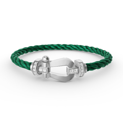 [LunaMar]FORCE LARGE HORSESHOE HALF DIAMOND BRACELET - WHITE GOLD