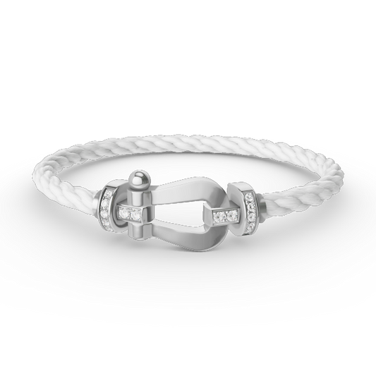 [LunaMar]FORCE LARGE HORSESHOE HALF DIAMOND BRACELET - WHITE GOLD